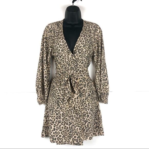 FAITHFULL THE BRAND Leopard Baja Wrap Mini Dress 2 - Picture 2 of 11